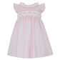 Petit Bebe Pink Tiny Stripe Sleeveless Dress with Ruffle Collar and Pink Smocked Bows