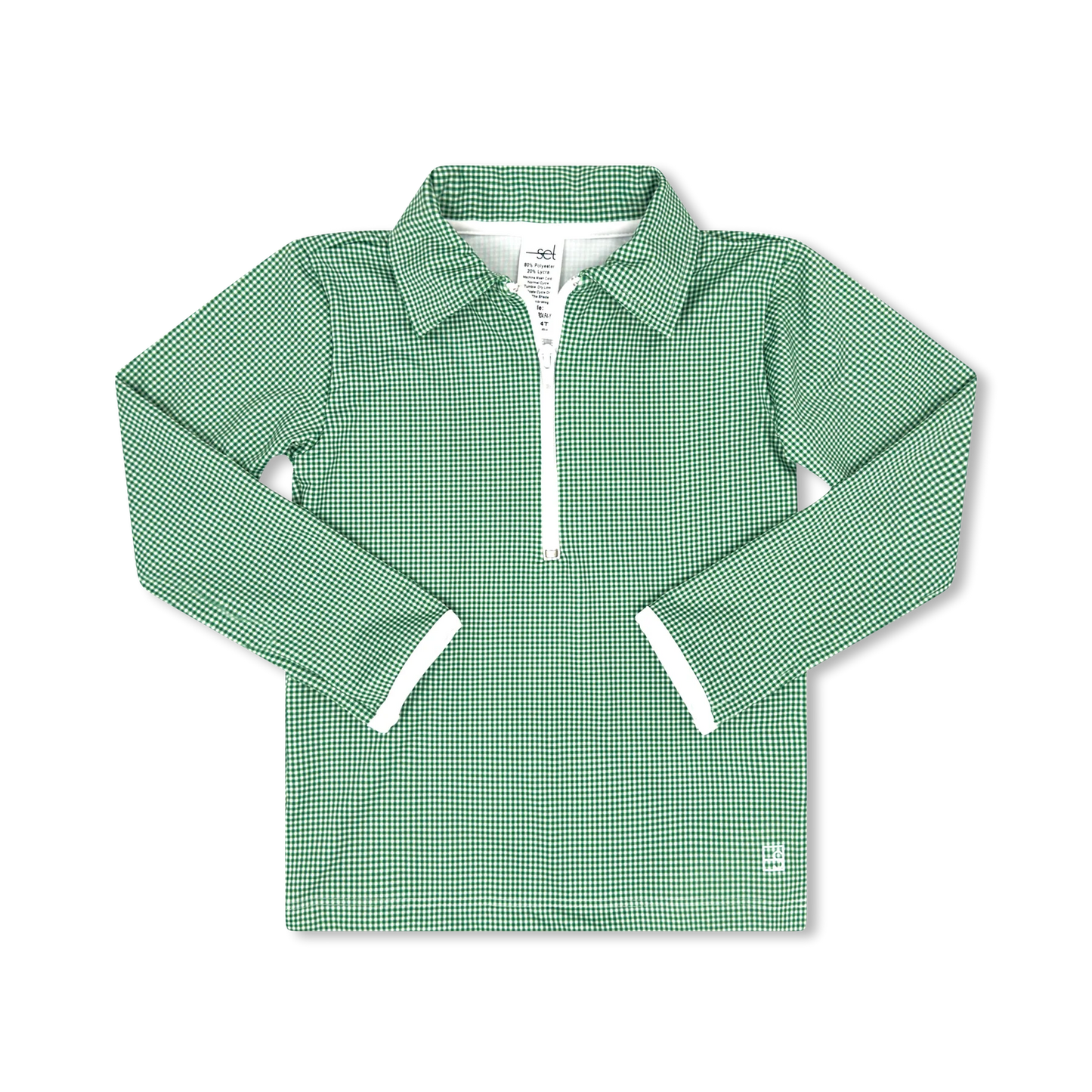 Set Athletics Henry Half Zip, Augusta Green Minigingham