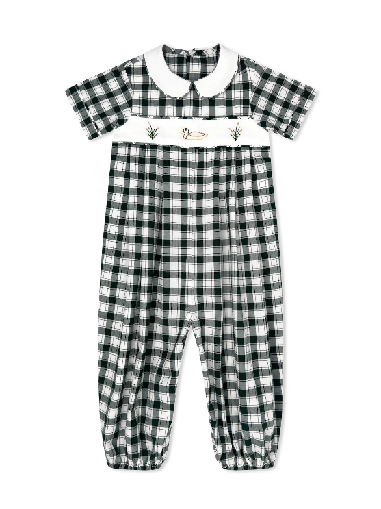 Lullaby Set River Romper Gardner Green Check Mallard