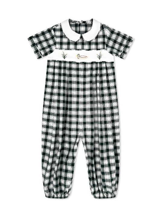 Lullaby Set River Romper Gardner Green Check Mallard