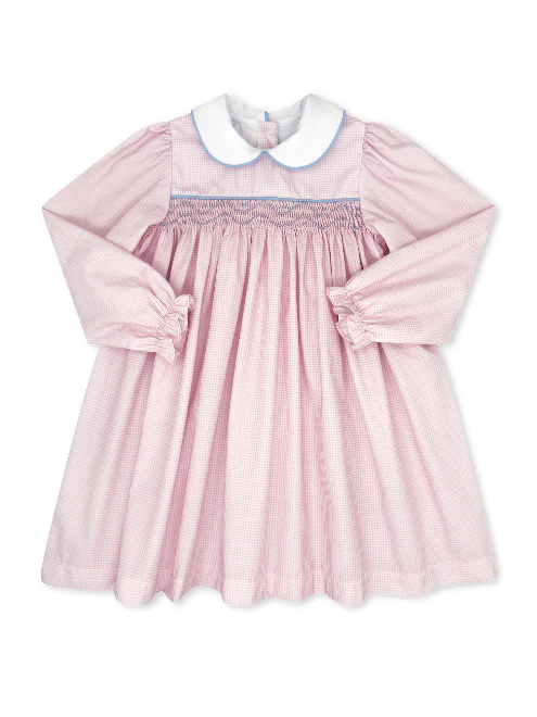 Lullaby Set, Michelle Dress Long Sleeve, Classic Pink Minigingham