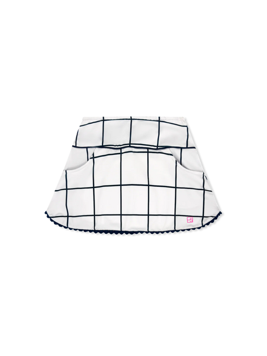 Set Athletics Teagan Tennis Skort Pure Coconut, Nantucket Navy Willington Windowpane