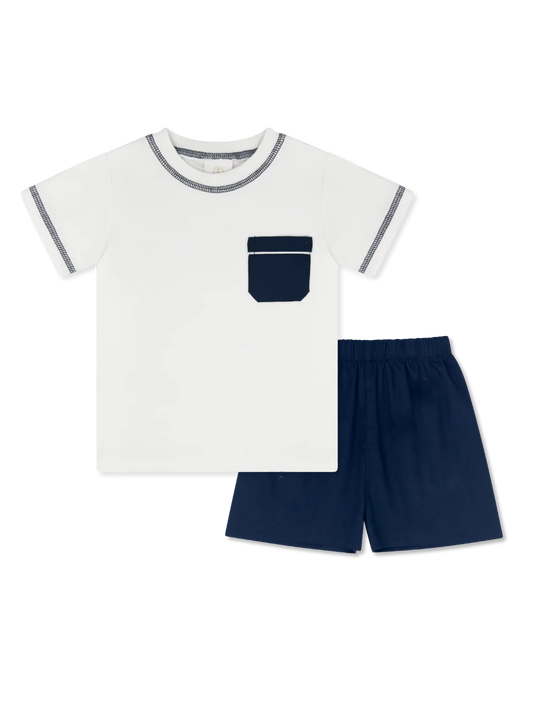 Lullaby Set Charlie Short Set Avenue White, Avenue Navy