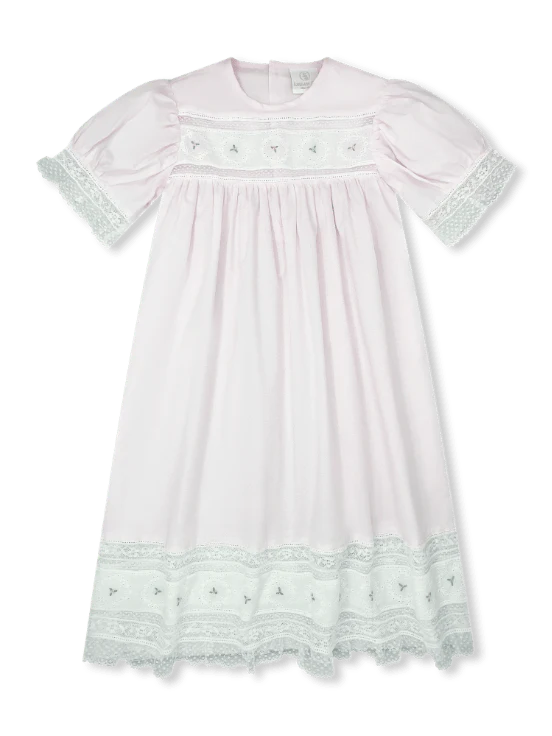 Lullaby Set Hazel Dress - Blessings Pink Batiste, Floral Embroidery