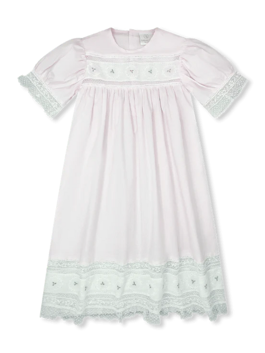Lullaby Set Hazel Dress - Blessings Pink Batiste, Floral Embroidery
