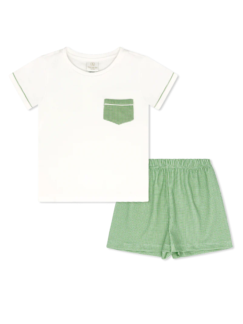 Lullaby Set Charlie Short Set--Green Minigingham