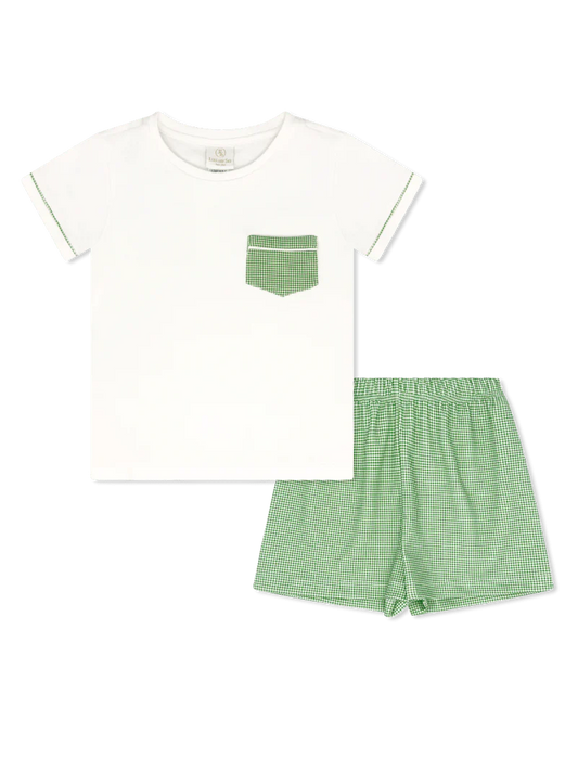 Lullaby Set Charlie Short Set--Green Minigingham