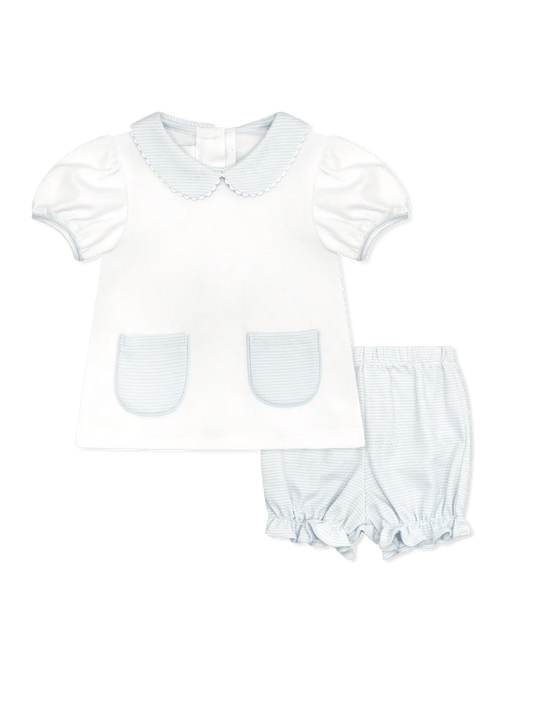 Lullaby Set Blessings Bloomer Set--Louisville Blue Ministripe