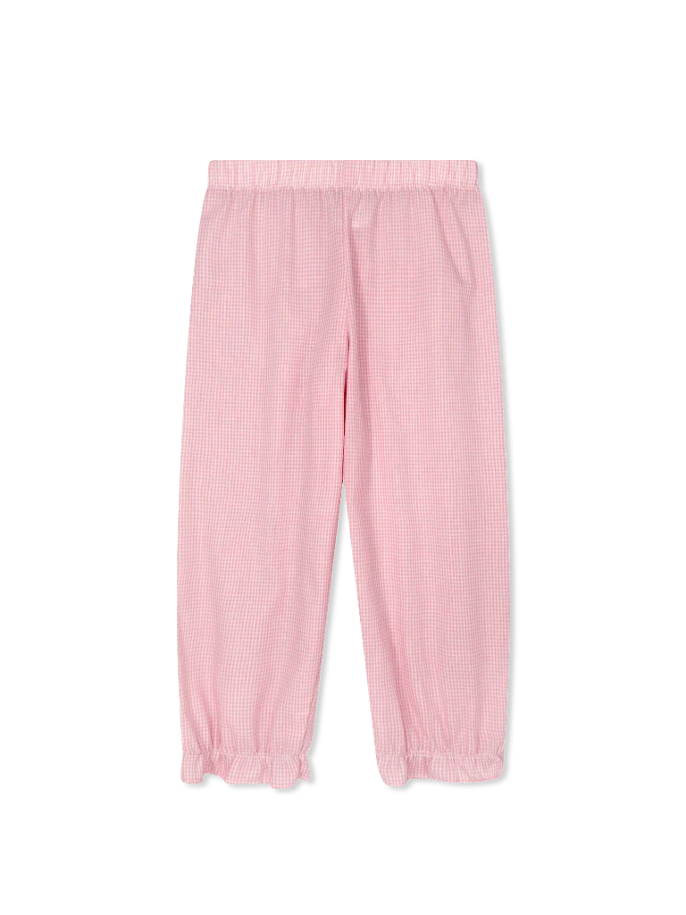 Lullaby Set Gloria Gathered Pant--Polite Pink Minigingham