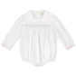 Lullaby Set Michelle Bubble--White Pique, Pink/Blue Smocking