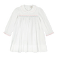 Lullaby Set Michelle Dress--White Pique, Pink/Blue Smocking