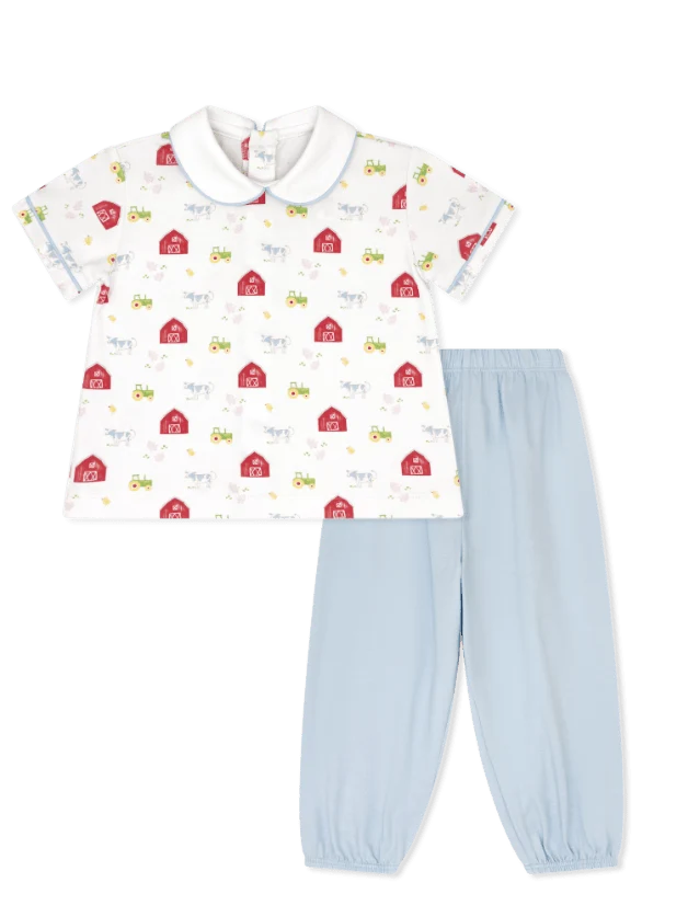 Lullaby Set Sibley Pant Set--Barnyard Tales, Bluffton Blue