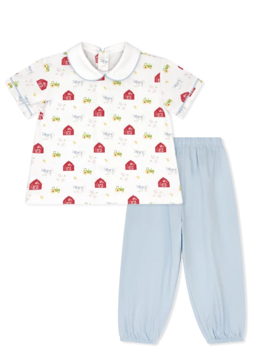 Lullaby Set Sibley Pant Set--Barnyard Tales, Bluffton Blue