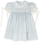 Lullaby Set Tiny Town Dress-Blessings Blue Batiste with White Lace and Floral Embroidery
