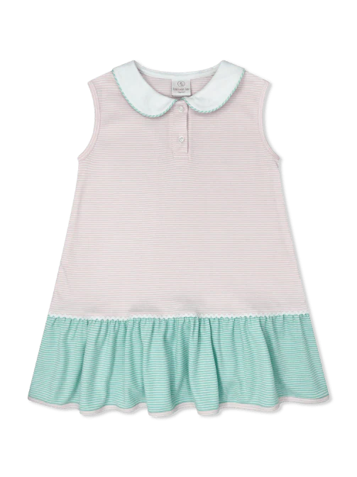 Lullaby Set Mary Margaret Dress--Pensacola Pink Ministripe/Mint