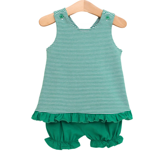 Jellybean Let's Cheer! Swing Back Bloomer Set--Green Stripe