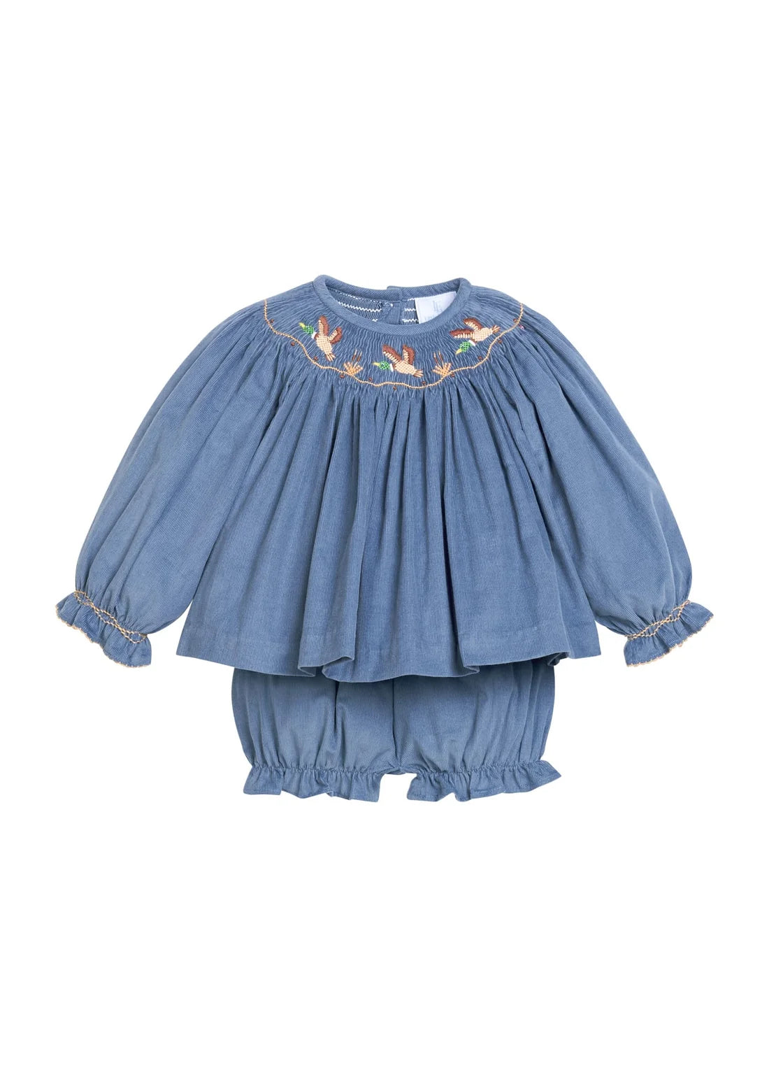 Little English Smocked Bishop Bloomer Set--Flying Mallard