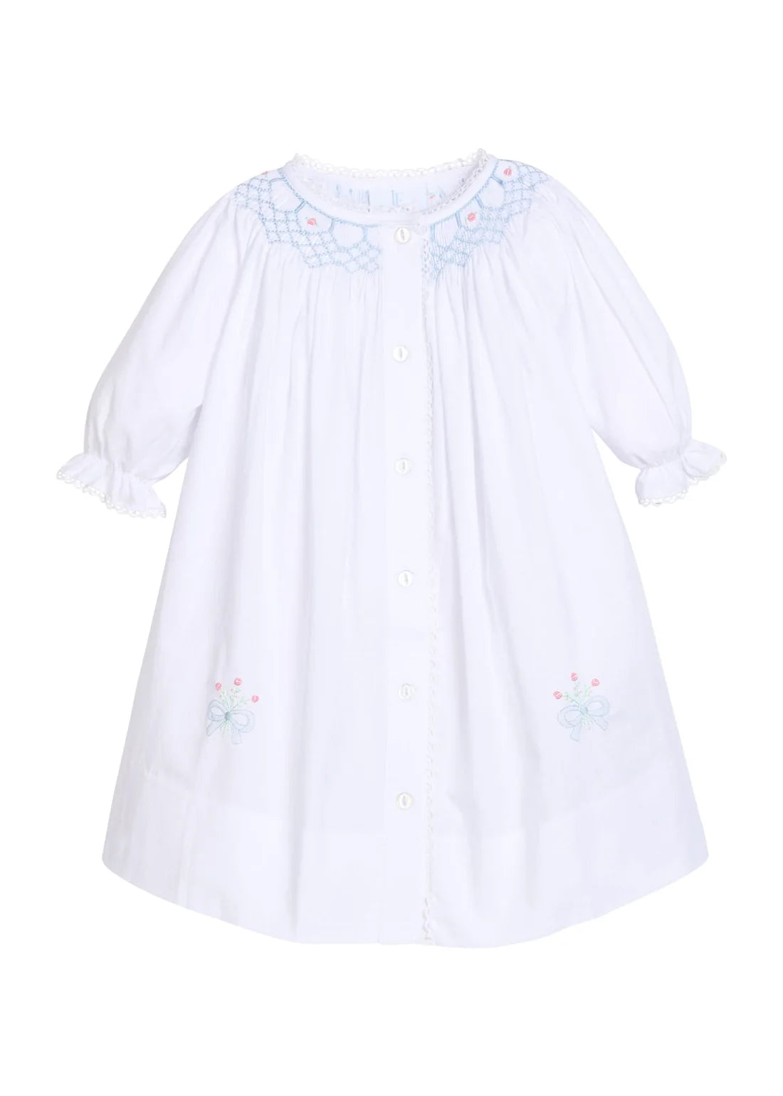 Little English Smocked Heirloom Gown--Blue Bell