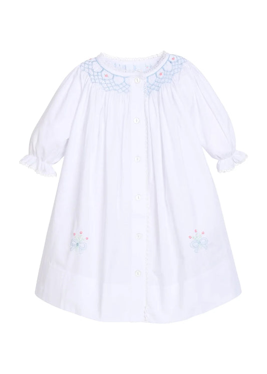 Little English Smocked Heirloom Gown--Blue Bell