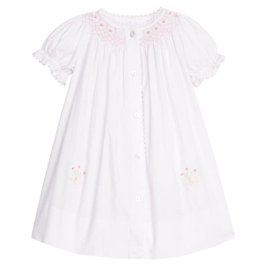 Little English Smocked Heirloom Gown--Pink Roses