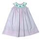 Delaney Girls Pink Check Sleeveless Yoke Smocked Bow Dress