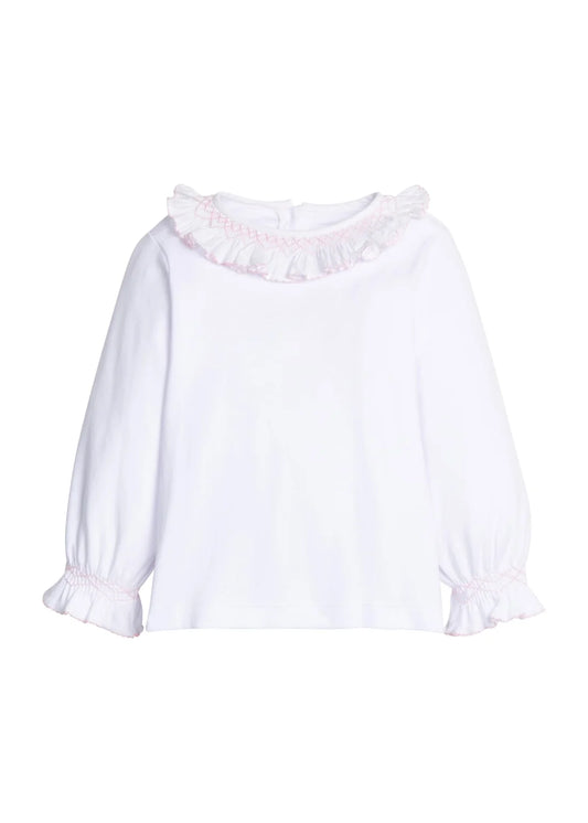 Little English Smocked Madeline Blouse--White with Light Pink