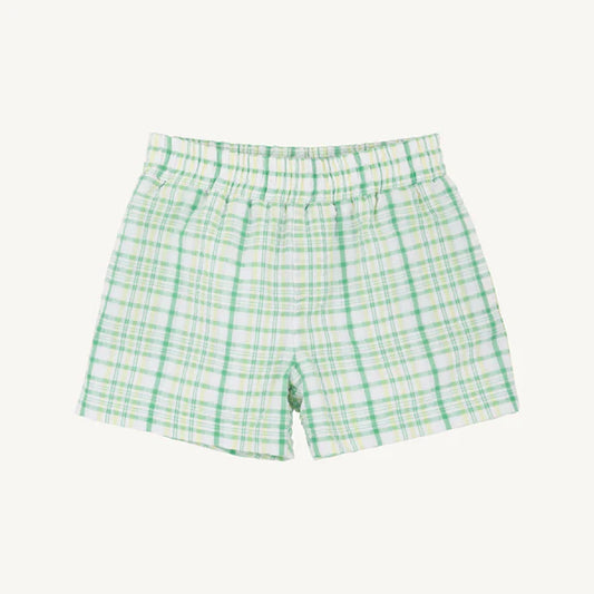 Beaufort Bonnet Sheffield Shorts--Gibson Island Green and Lake Worth Yellow Seersucker