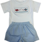 LuLu BeBe Tom Boys Valentine Airplane Smocked Short Set