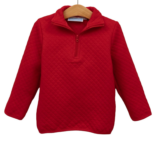 Trotter Street 1/4 Zip Quilted Pullover--Red