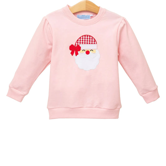 Trotter Street French Terry Pullover--Santa (Light Pink)