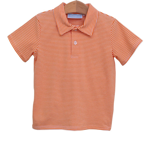 Trotter Street Henry Game Day Polo--Orange Stripe