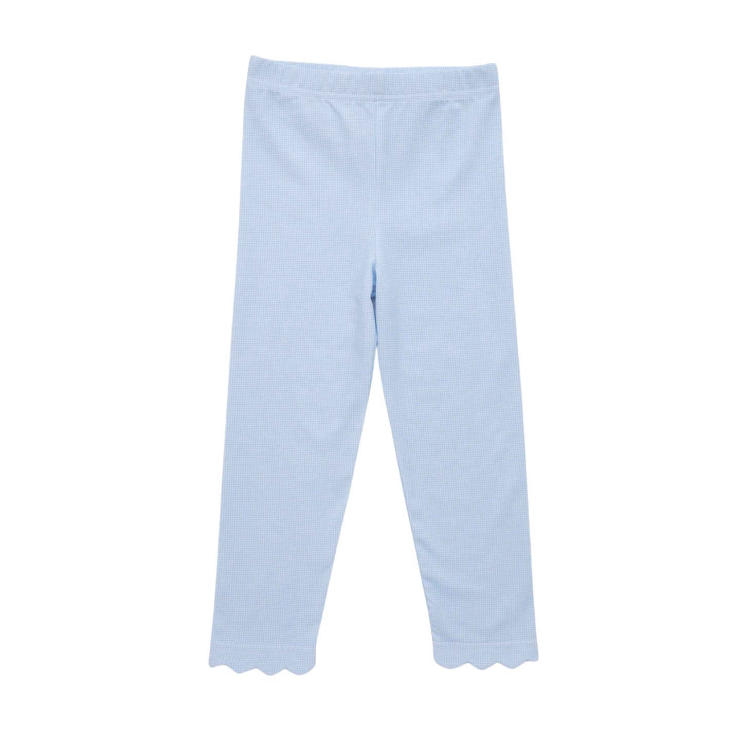 Trotter Street Scallop Leggings--Light Blue Microgingham