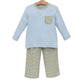 Trotter Street Preston Pant Set--Green Stripe/Light Blue