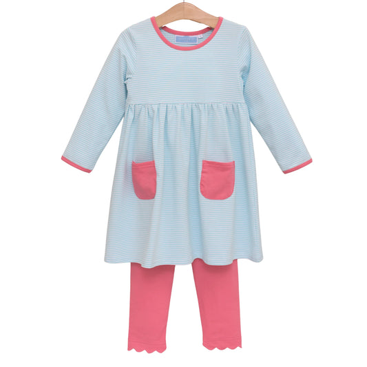 Trotter Street Annie Pant Set--Mint Stripe/Pink