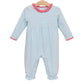 Trotter Street Annie Romper--Mint Stripe/Pink