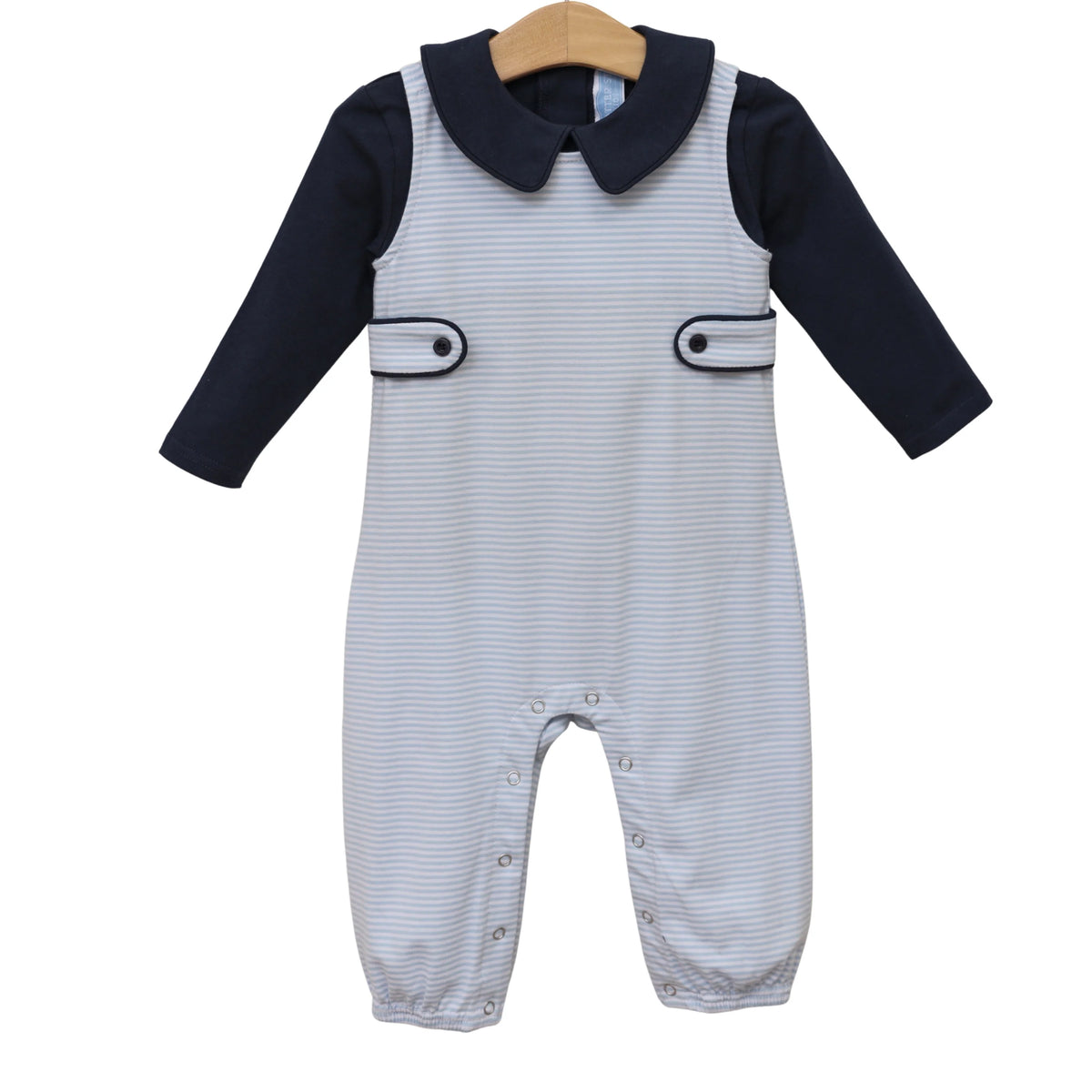 Trotter Street Gabriel Jon Jon Set--Light Blue Stripe/Navy