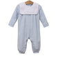 Trotter Street Lucas Romper--Light Blue Stripe