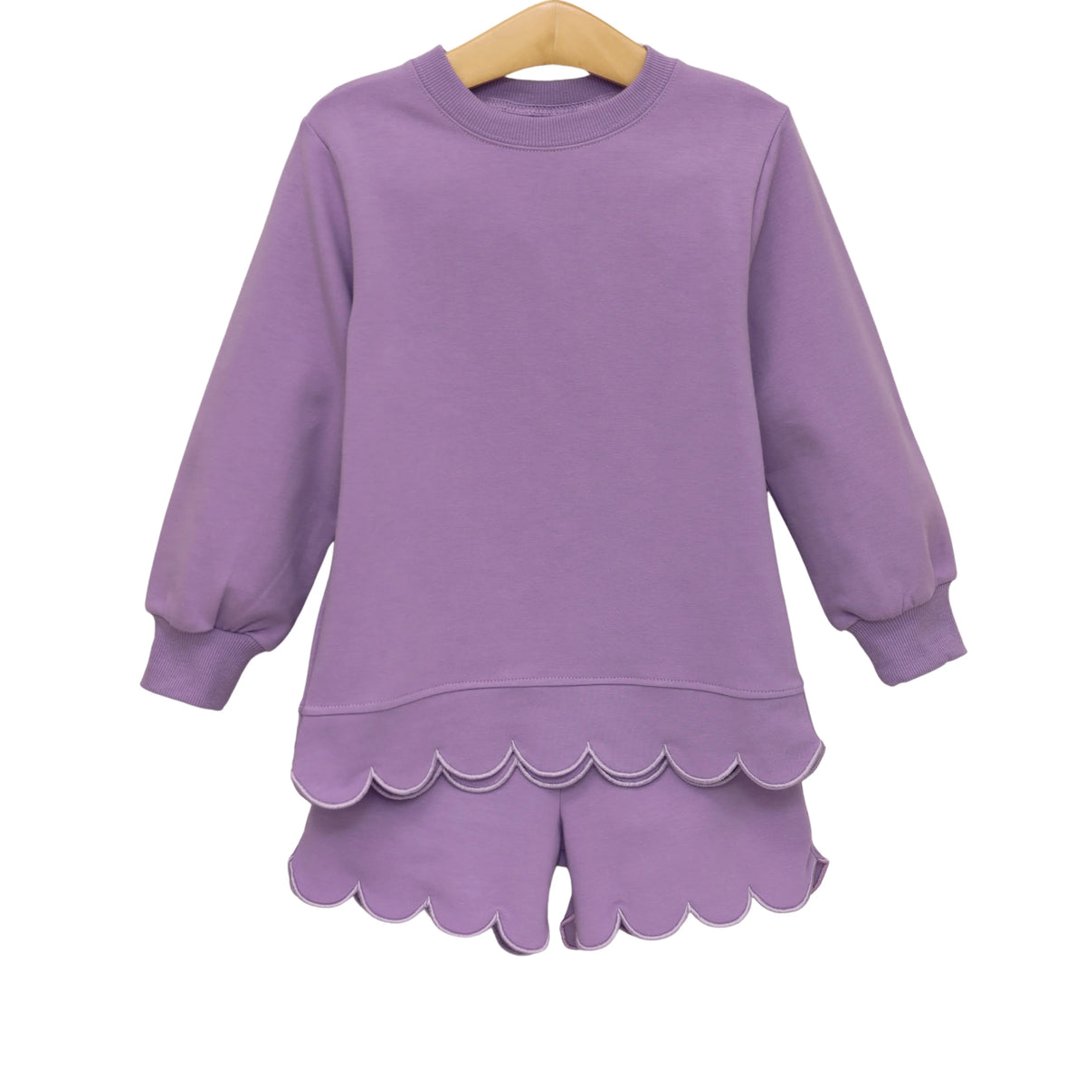 Trotter Street Sophia Scalloped Short Set--Lavender