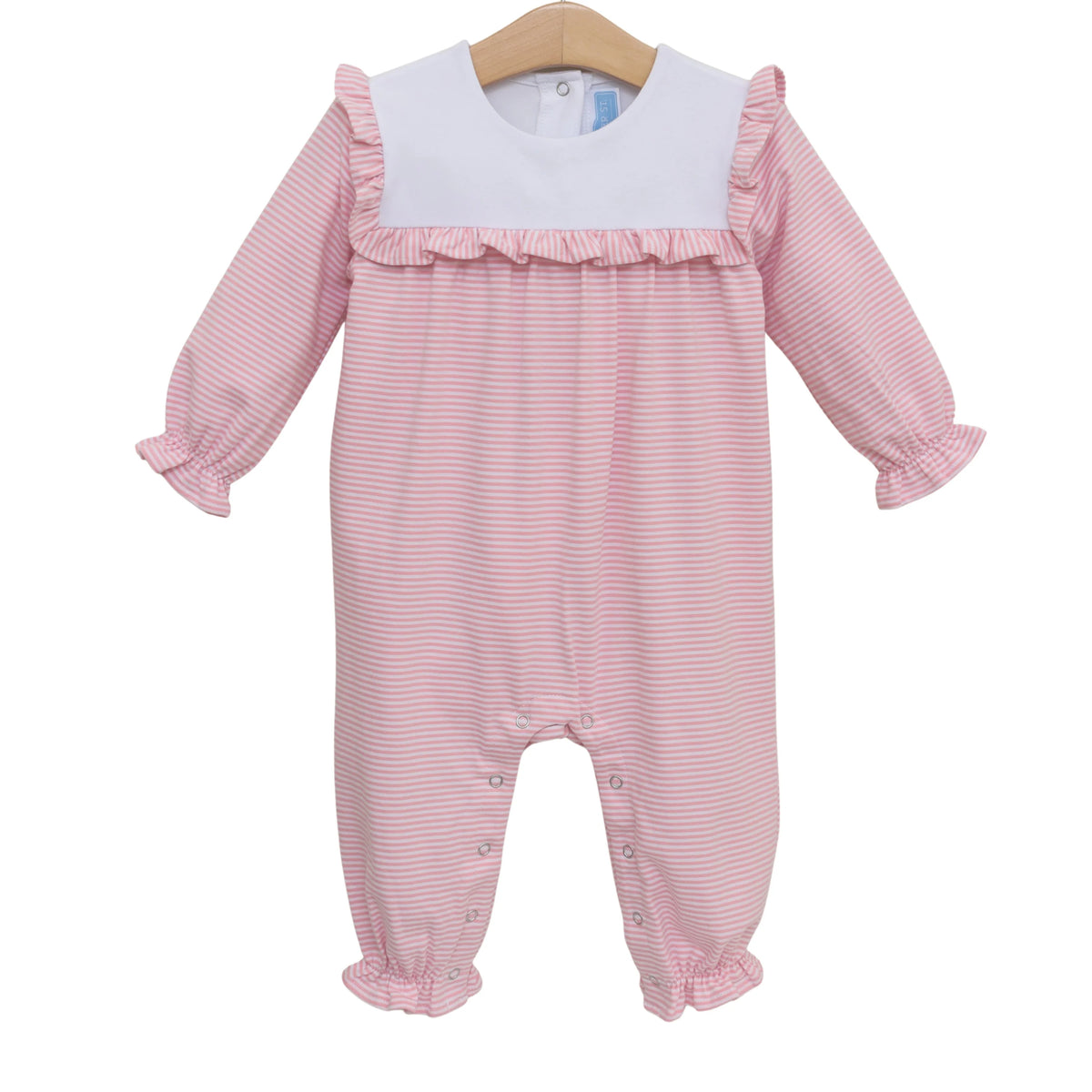 Trotter Street Marie Romper--Light Pink Stripe