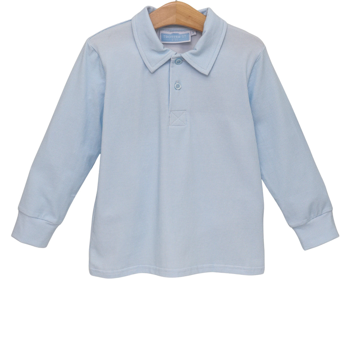 Trotter Street Jackson Polo--Light Blue Microgingham