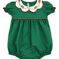 Sweet Dreams Bow and Holly Emb Scallop Collar Hunter Green Bubble