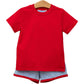 Trotter Street Thomas Short Set- Cornflower Stripe/Red