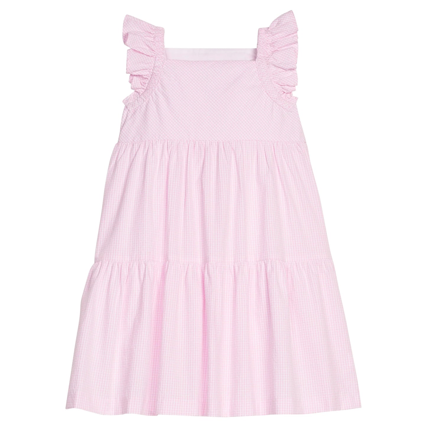 Little English Tiered Katie Dress--Pink Seersucker