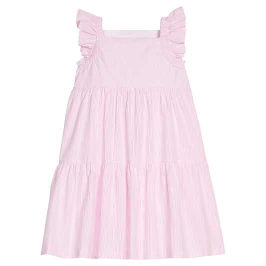 Little English Tiered Katie Dress--Pink Seersucker