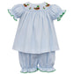 Petit Bebe Mallard Duck Girl's Blue Check  Bishop Bloomer Set