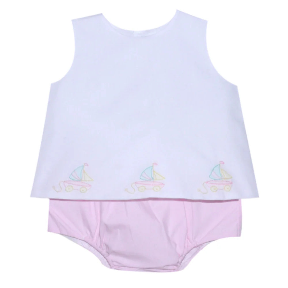 Baby Sen Pink Bailey Girl Diaper Set--Sailboat