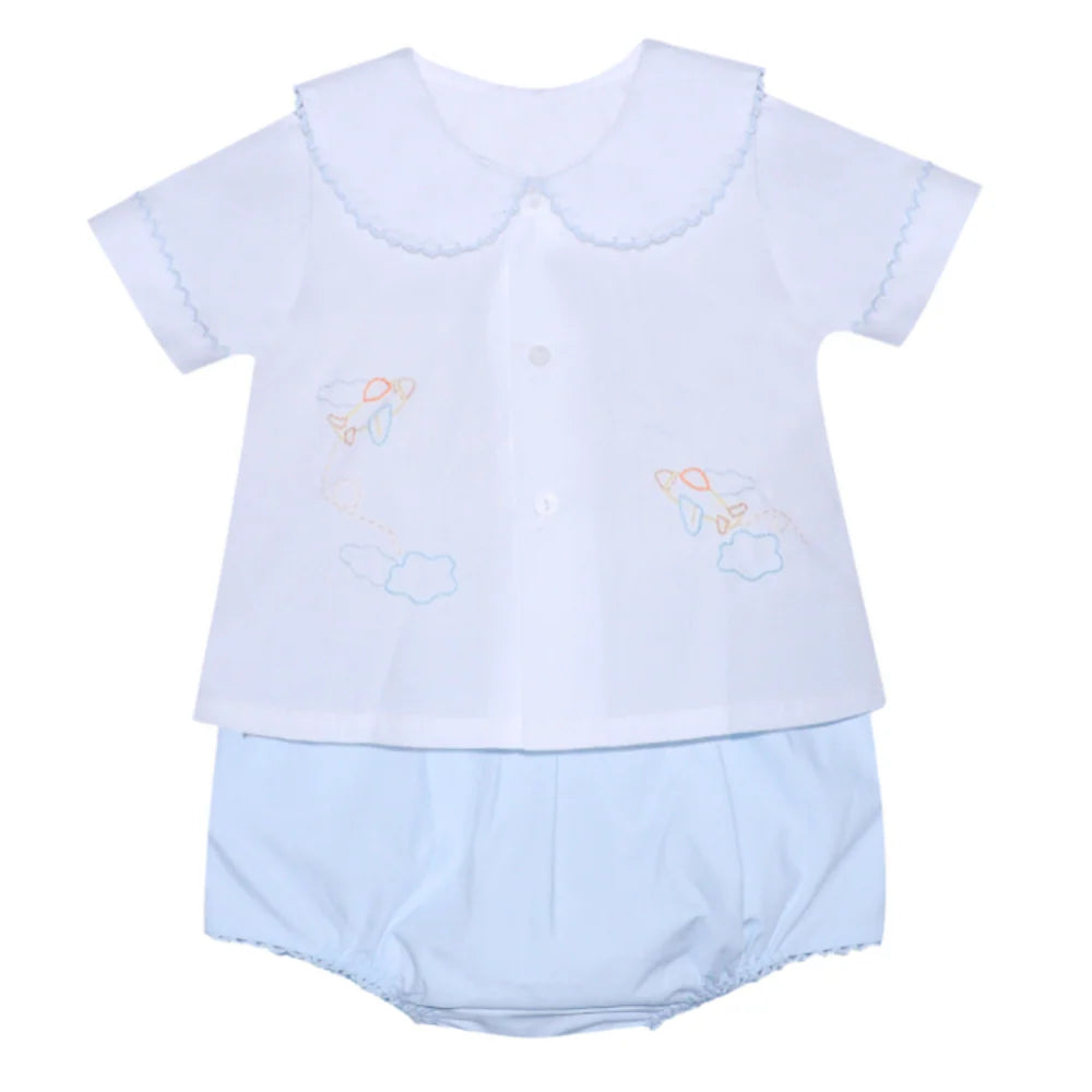 Baby Sen Blue Avery Diaper Set--Airplane