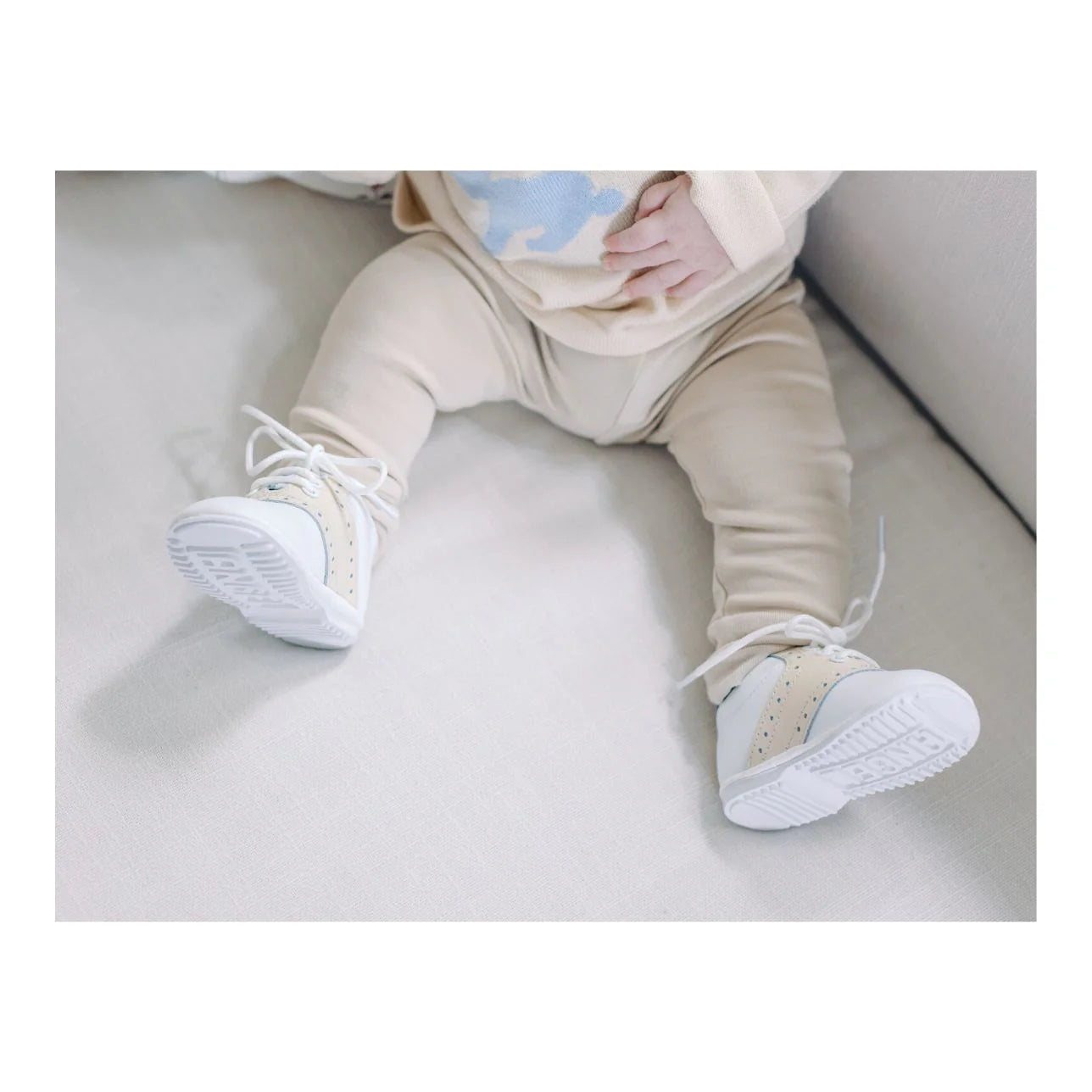 L'Amour Shoes Austin Beige Leather Saddle Oxford Shoe (Baby)