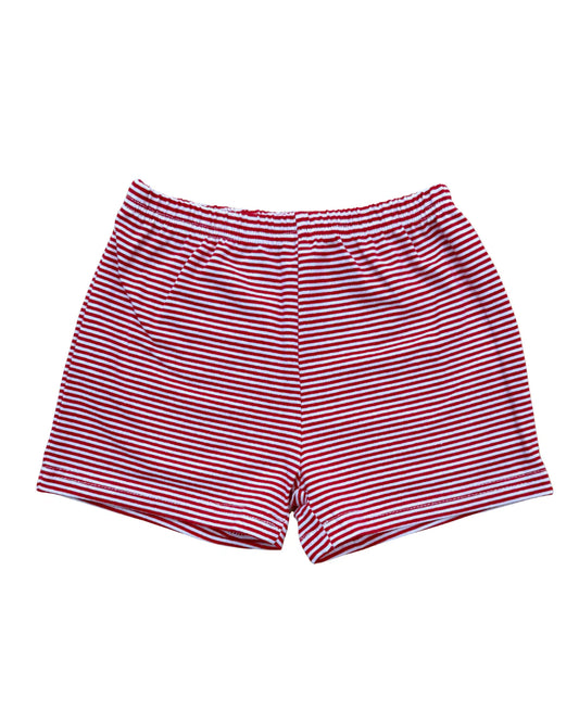 Itsy Bitsy Knit Shorts-Red Stripe