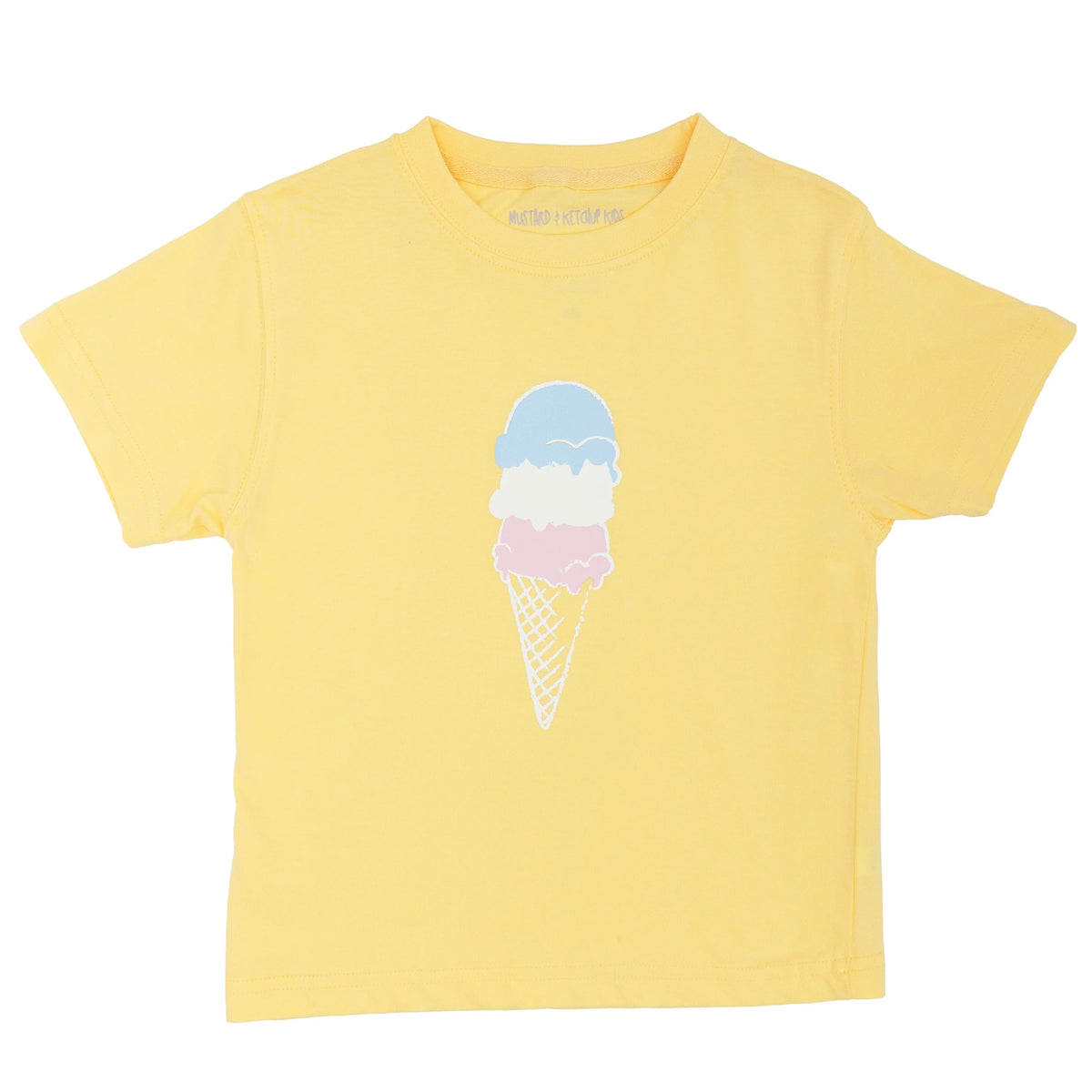 Mustard and Ketchup Short Sleeve Yellow Ice Cream Cone